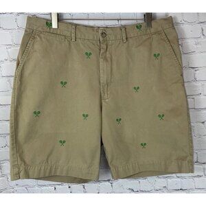 POLO by RALPH LAUREN Men’s Khaki Tennis Racket Embroidered Bermuda Shorts Sz 36